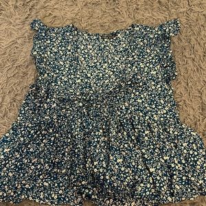 FULL LENGTH BLUE PEPLUM FLORAL TOP
